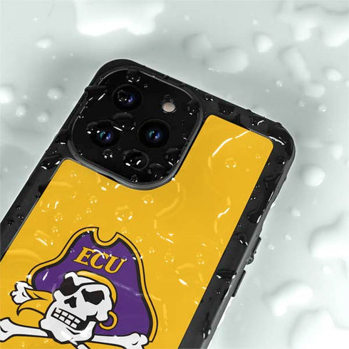 East Carolina University ECU Pirates Logo Yellow iPhone 15 Pro Waterproof Case